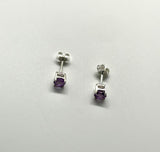 Sterling Silver (.925) Light Purple Amethyst Stud Earrings.