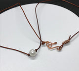 Minimalist Pearl and Leather Necklace
