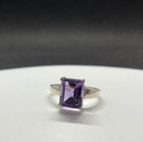 Sterling Silver (.925) Faceted Amethyst Ring.  Size 8. 