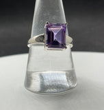 Sterling Silver (.925) Faceted Amethyst Ring.  Size 8. 