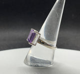 Sterling Silver (.925) Faceted Amethyst Ring.  Size 8. 