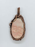 Lovely soft pink Willow Creek Jasper Pendant in wire wrapped copper. 