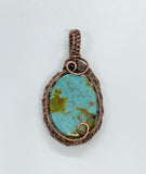 Beautiful Blue Turquoise Pendant in wire wrapped Copper.  