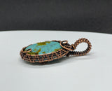 Beautiful Blue Turquoise Pendant in wire wrapped Copper.  