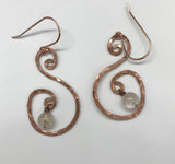 Rutilated Quartz and Hammered Copper Earrings