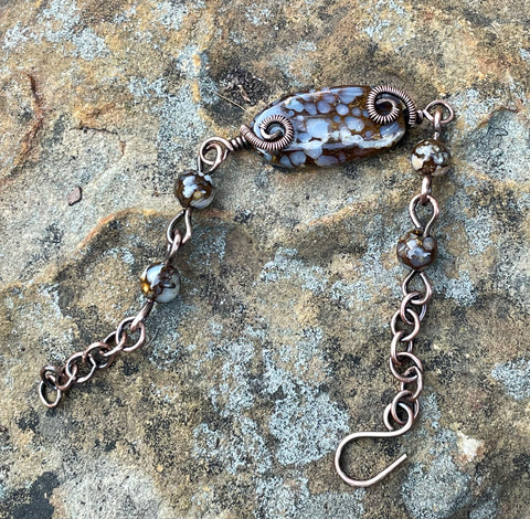 Adjustable Fire Opal and Copper Bracelet