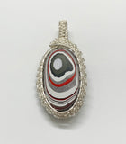 Fordite Pendant in Sterling and Fine Silver