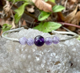 Heavy Gauge (.925) Sterling Silver Bracelet with Amethyst and Dog Tooth Amethyst.
