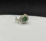 Adjustable Wire Wrapped Argentium Silver and Green Goldstone Ring.