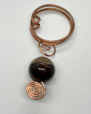 Hammered Heavy Gauge Copper Key-chain with large Agate Bead. 