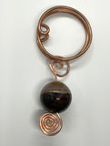 Hammered Heavy Gauge Copper Key-chain with large Agate Bead. 