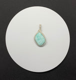 Beautiful shimmering Blue Amazonite Pendant in Sterling (.925) and Fine (.999) Silver. 
