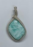 Beautiful shimmering Blue Amazonite Pendant in Sterling (.925) and Fine (.999) Silver. 