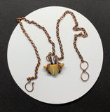 Beautiful Sunny Yellow Jasper Triangle Necklace in wire wrapped Copper. 