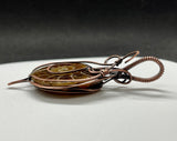 Beautiful Ammonite Fossil Pendant set in hammered and wire wrapped Copper.