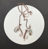 Wire Wrapped Copper and Gray Moonstone Necklace.