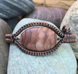 Adjustable Woven Copper and Jasper Bracelet