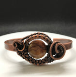 Striking Cherry Creek Jasper Woven Copper Cuff Bracelet