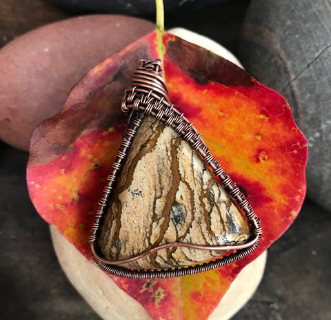 Polished Picture Jasper Pendant in Copper