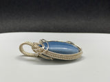 Blue Opal Pendant in Sterling and Fine Silver