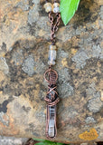 Wire wrapped Montana Agate in copper Necklace - with a copper chain with Montana Agate Bead Accents.