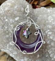 Amethyst Moon Pendant in Argentium Silver