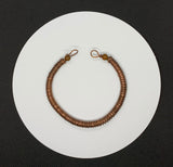 Square and Round Copper Coiled Copper Bracelet with Brown Jasper Beads