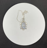 Rainbow Moonstone Necklace in Sterling Silver.