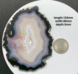 Large Natural Polished Black Agate Slice with Druzy Center. This would make a beautiful display piece.