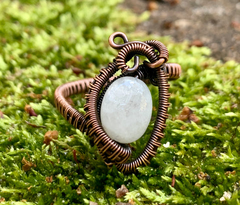 Moonstone and Copper Ring - size 9