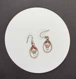 Hammered Copper Crystal Drop Earrings