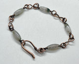 Dainty Moss Agate and Copper Link Bracelet.