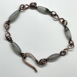 Dainty Moss Agate and Copper Link Bracelet.