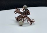 Adjustable Polychrome Jasper and Copper Ring