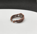 Obsidian and wire wrapped Copper Ring - adjustable. 
