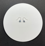 Sterling Silver Pearl Earrings with cultured AAAA High Luster Peacock Blue Round Button Pearls. 