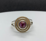 Sterling Silver Stepped Ring with a 6mm Spiny Oyster Cabochon.