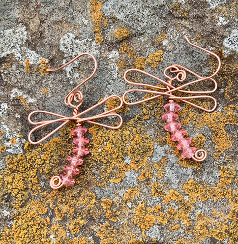 Copper Dragon Fly Earrings
