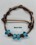 Copper Scarf Slide with Blue Glass Beads