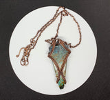 Big, Bold Turquoise Necklace in Wire Wrapped Copper on an Adjustable Copper Chain.