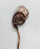 Heavy Gauge Copper Hair Stick with self collected Calico Sea Shell and wire wrapped Copper. 