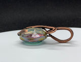Colorful Glass Pendant with Hammered and Wire Wrapped Copper.