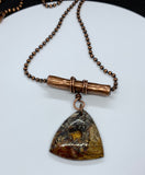 This Pietersite Necklace features a hammered Copper tube bail. 