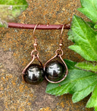 Hammered Copper Glass Bead Earrings