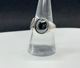 Sterling Silver Angel Wing Ring with Hematite - size 8