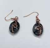 Shimmering Larvikite and Copper Earrings.