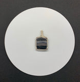 Banded Black Agate Pendant in Sterling and Fine Silver