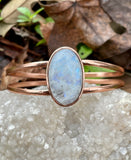 Flashy Blue Rainbow Moonstone Bracelet in Copper.