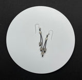 Lightweight Leather Earrings with Gray Agate Dangles with a silver tone accent bead on Sterling Silver Ear Wires.