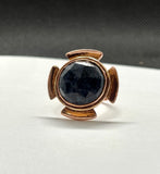 Faceted Blue Dumortierite Ring in a Unique Copper Setting.